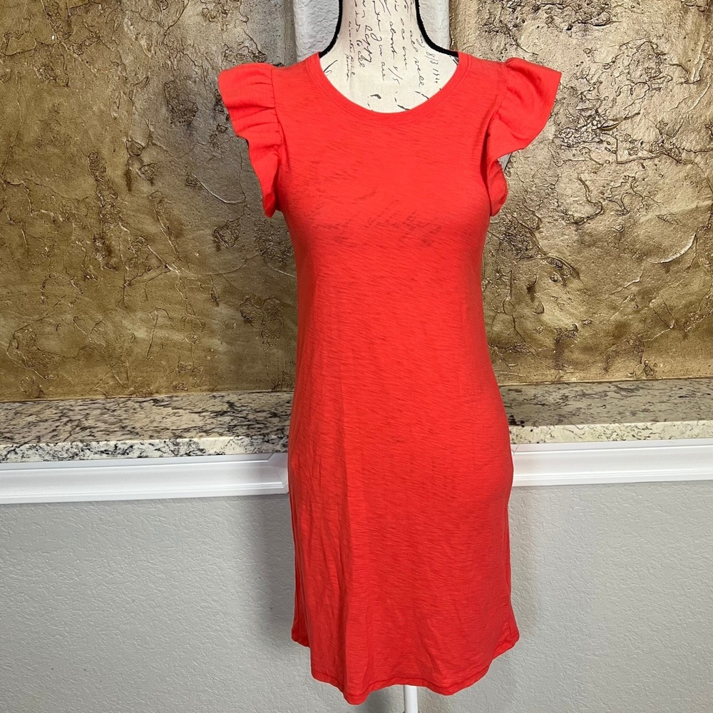 NWT Nation LTD Elliot Fused Ruffle Dress XS Red Mini Candy Apple Slub Knit Pima